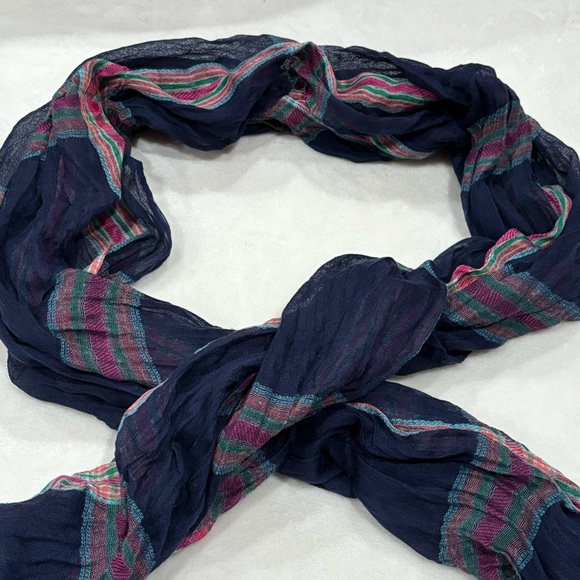 FOREVER 21 Women’s Lightweight Plaid Chiffon Scarf / Wrap - navy, one-size - Picture 3 of 4